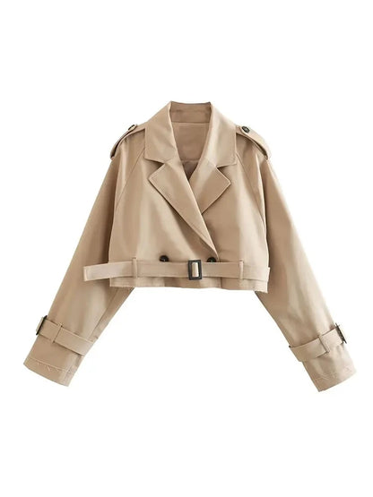 Belt Cropped Trench Jacket