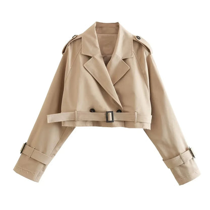 Belt Cropped Trench Jacket